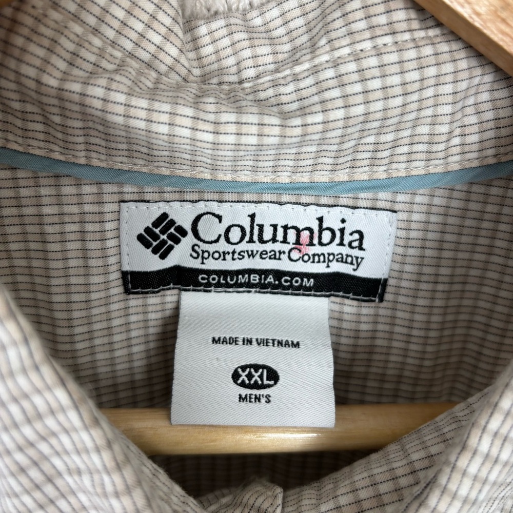 Columbia Sportswear Shirt Mens XXL White Khaki Plaid Short Sleeve Pocket Button - Picture 9 of 11